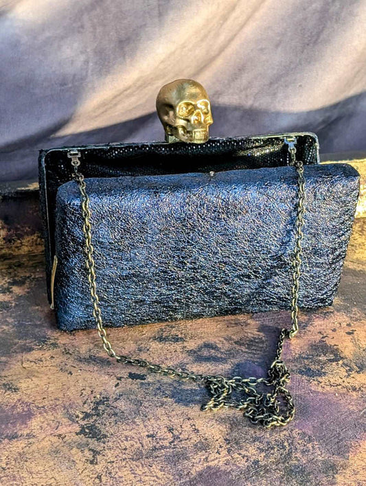 Skull Woman Blue Clutch Bag