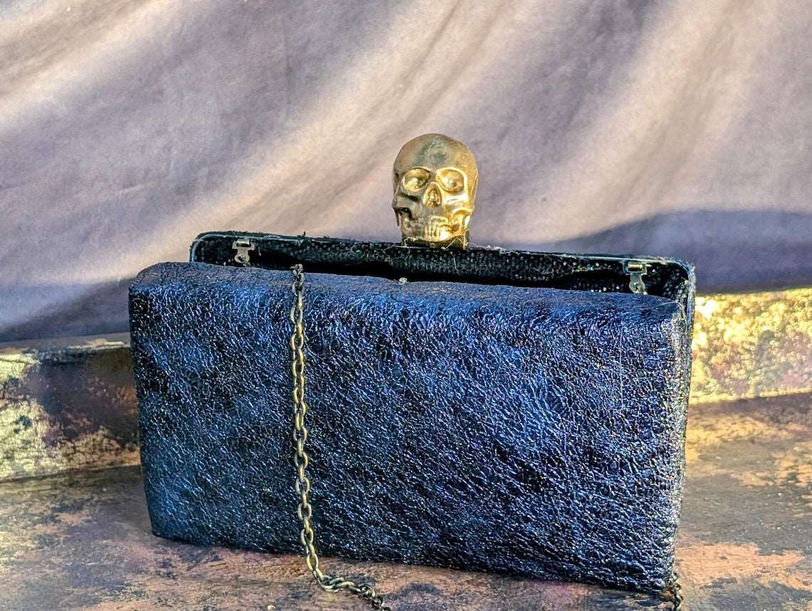 Skull Woman Blue Clutch Bag