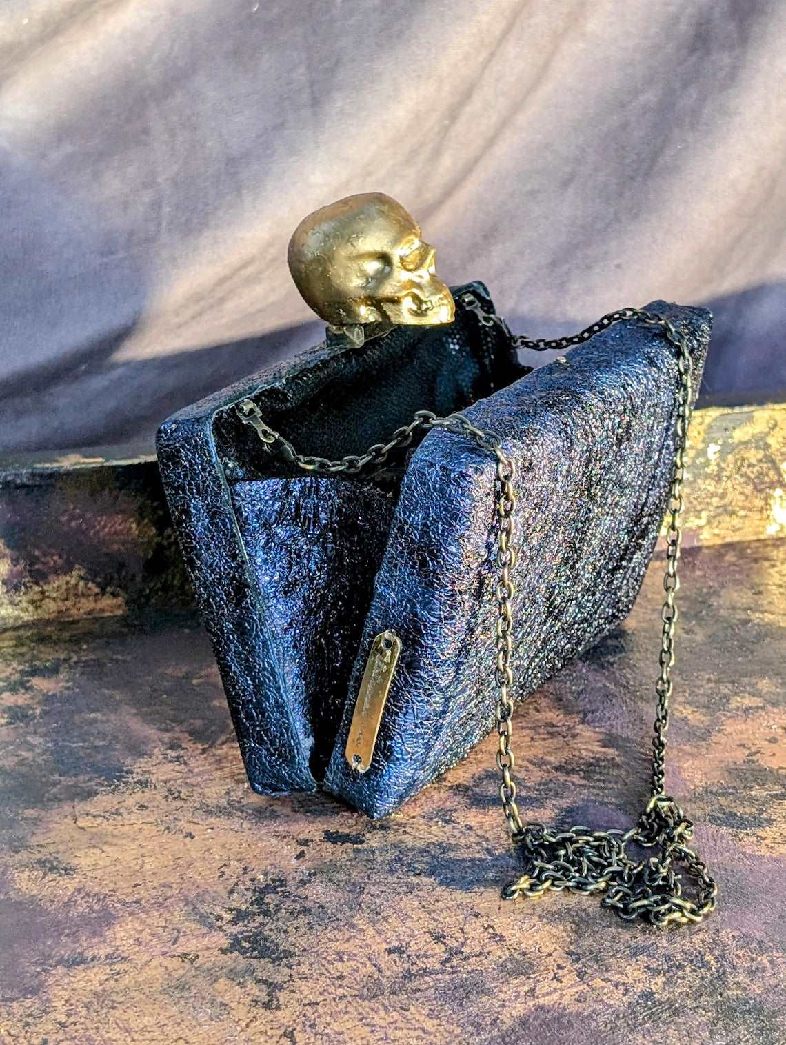 Skull Woman Blue Clutch Bag