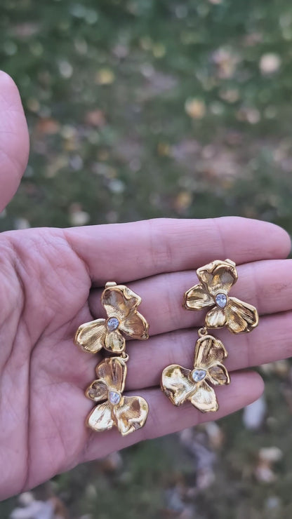 Elegant Floral Gold Plated Earrings