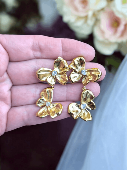 Elegant Floral Gold Plated Earrings